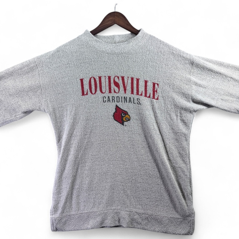 Bottom Drawers Louisville Cardinals NCAA Shirt Womens Large Gray Long Sleeve L